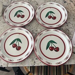Cherry Design Enamel  Dinner Plates Set